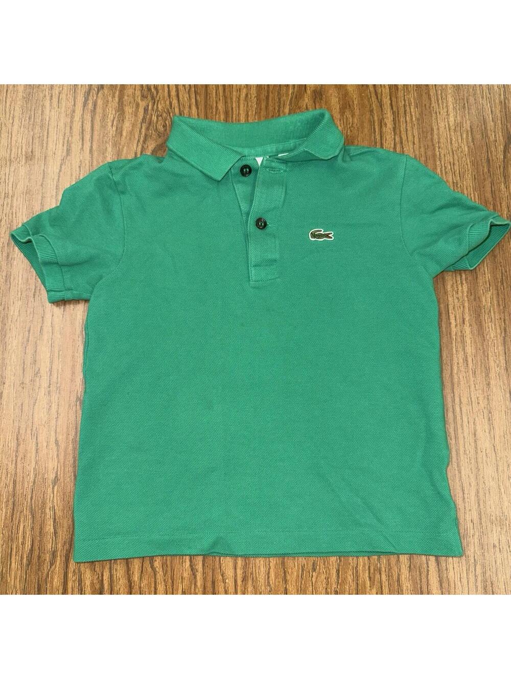 Lacoste Polo Shirt Youth Kids Green Classic Short Sleeve  Collared Top Size 6